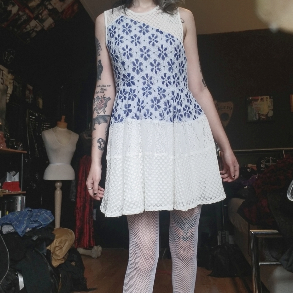 🕊Coquette White Lace Floral MiniDress NWT🕊